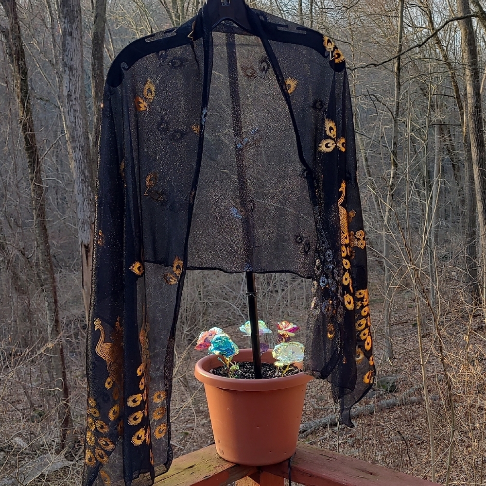 Elegant Black and Gold Sheer Women's Jacket